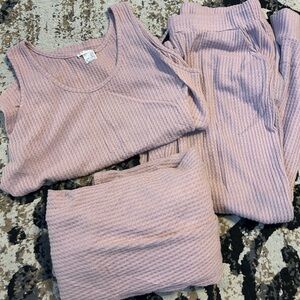 VENUS Pink Waffle Knit Pajama Set